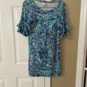 Lilly Pulitzer Blue and Green Patterned Dress